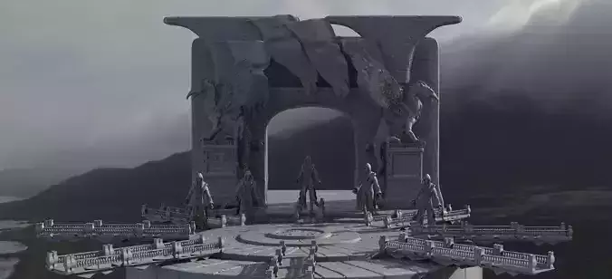 Cult leader Archway and cult members 3D model