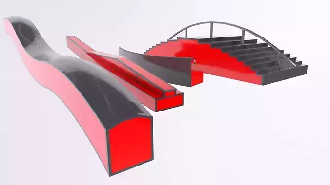 Snowboard Ramps Low-poly 3D model