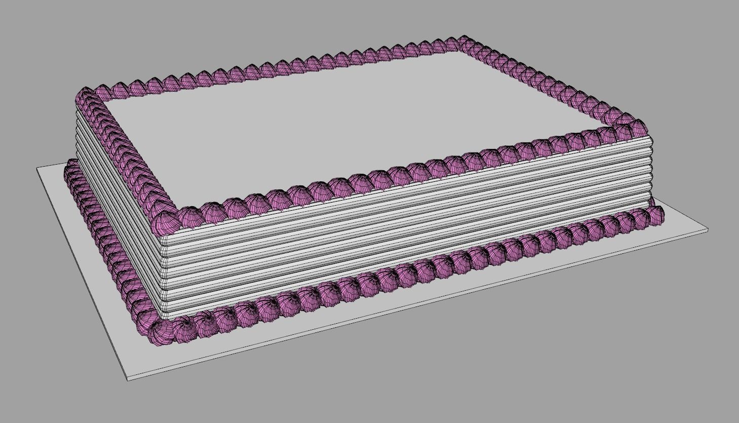 Regular Rectangular Cake 3D model_7