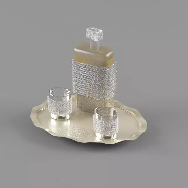 Whisky Set  crystal bottle and glasses 3D model_0