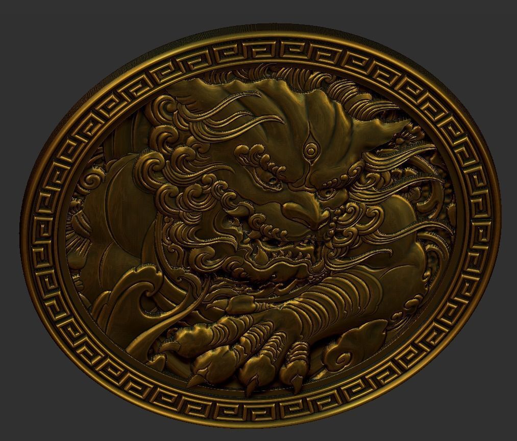 foo dog 3D print model_7