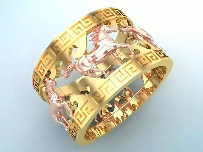 Horse Ring - Mens Horse Ring - Mens Ring - N642 3D print model
