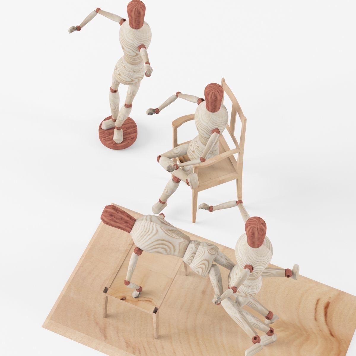 Drawing Puppets set 3D Model .max