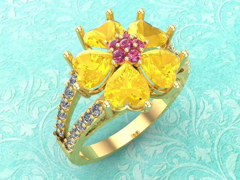 Heart ring - Womens heart ring - Womens ring - N729 3D print model