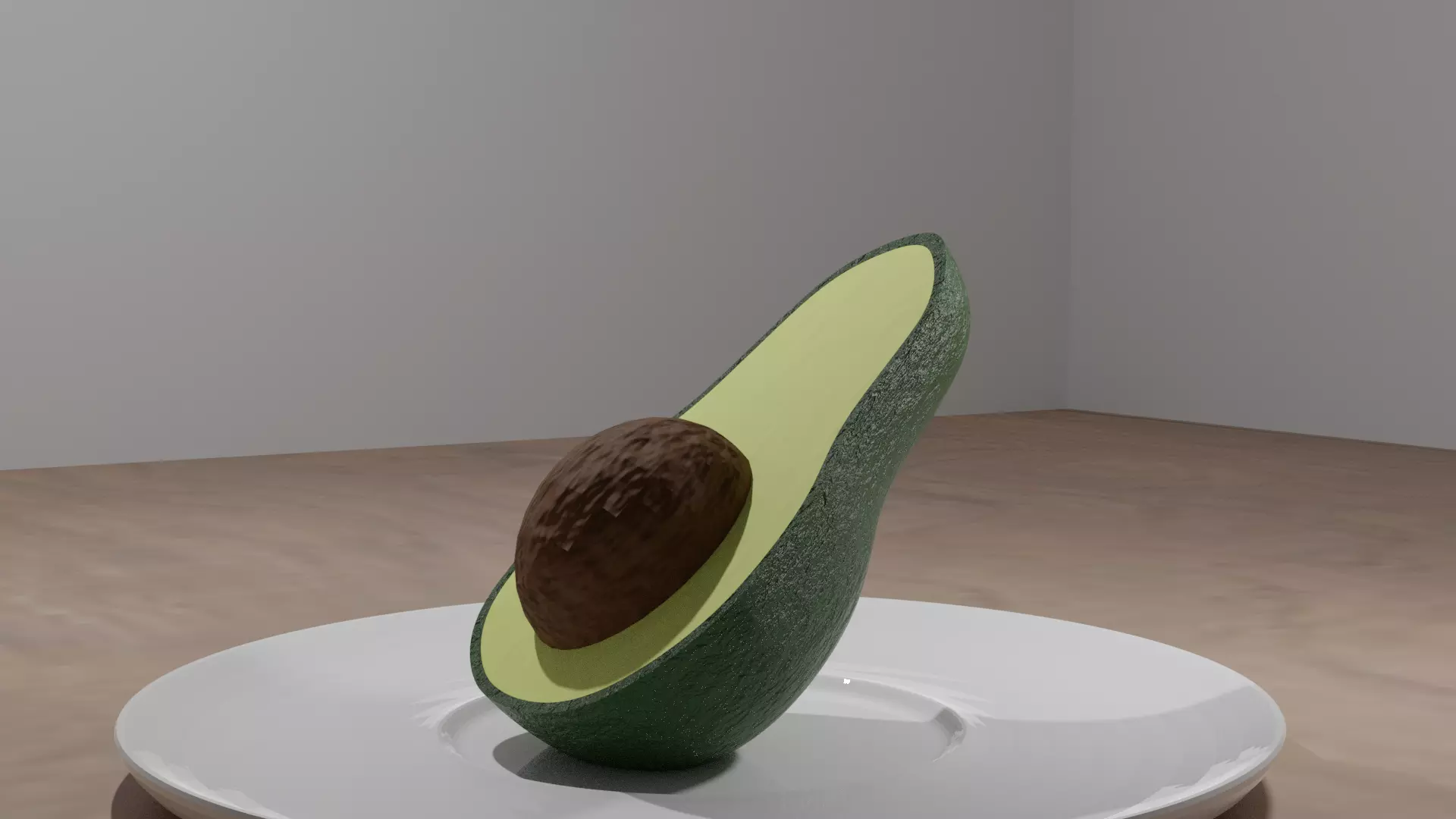 Avocado on plate in art gallery Free 3D model