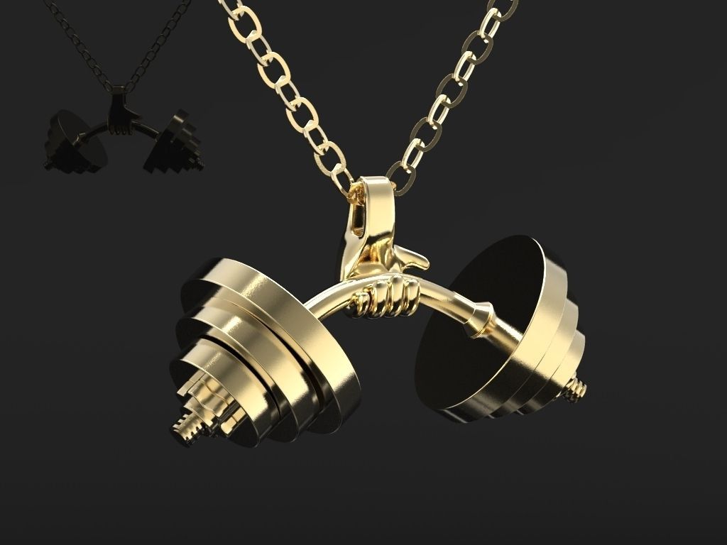 Pendant dumbbell 3D print model_4
