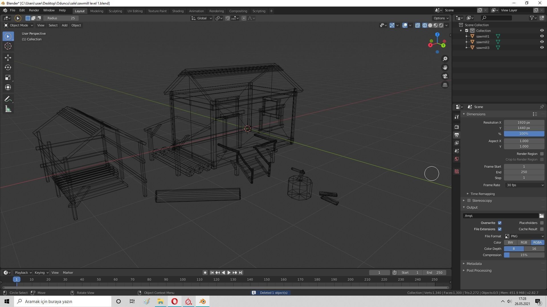 Sawmill Level 1  Low-poly 3D model_8