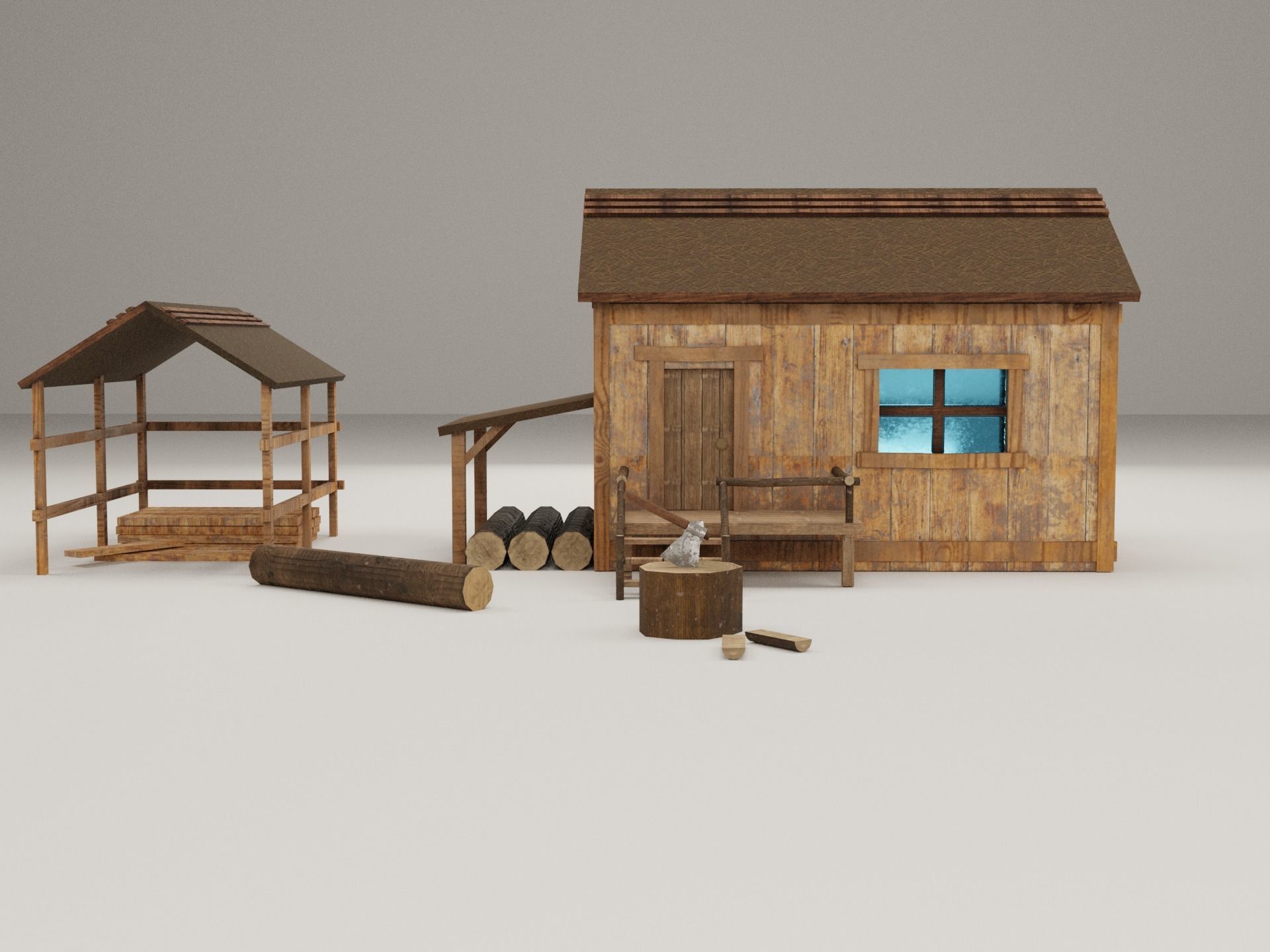  Sawmill Level 1  Low-poly 3D model_3