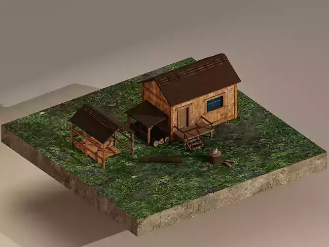  Sawmill Level 1  Low-poly 3D model