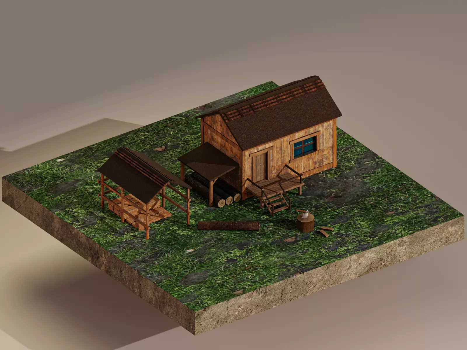  Sawmill Level 1  Low-poly 3D model_0