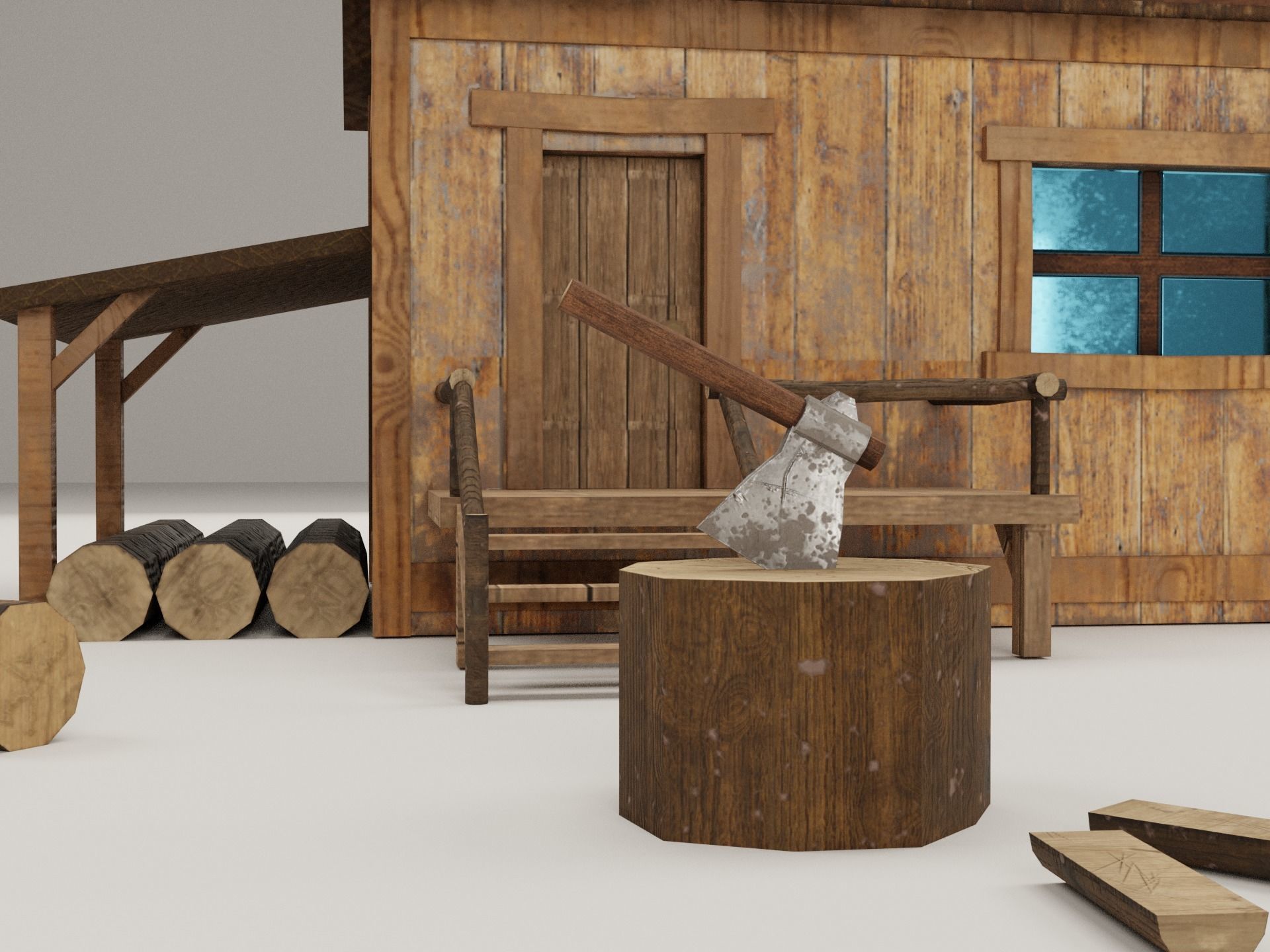  Sawmill Level 1  Low-poly 3D model_7