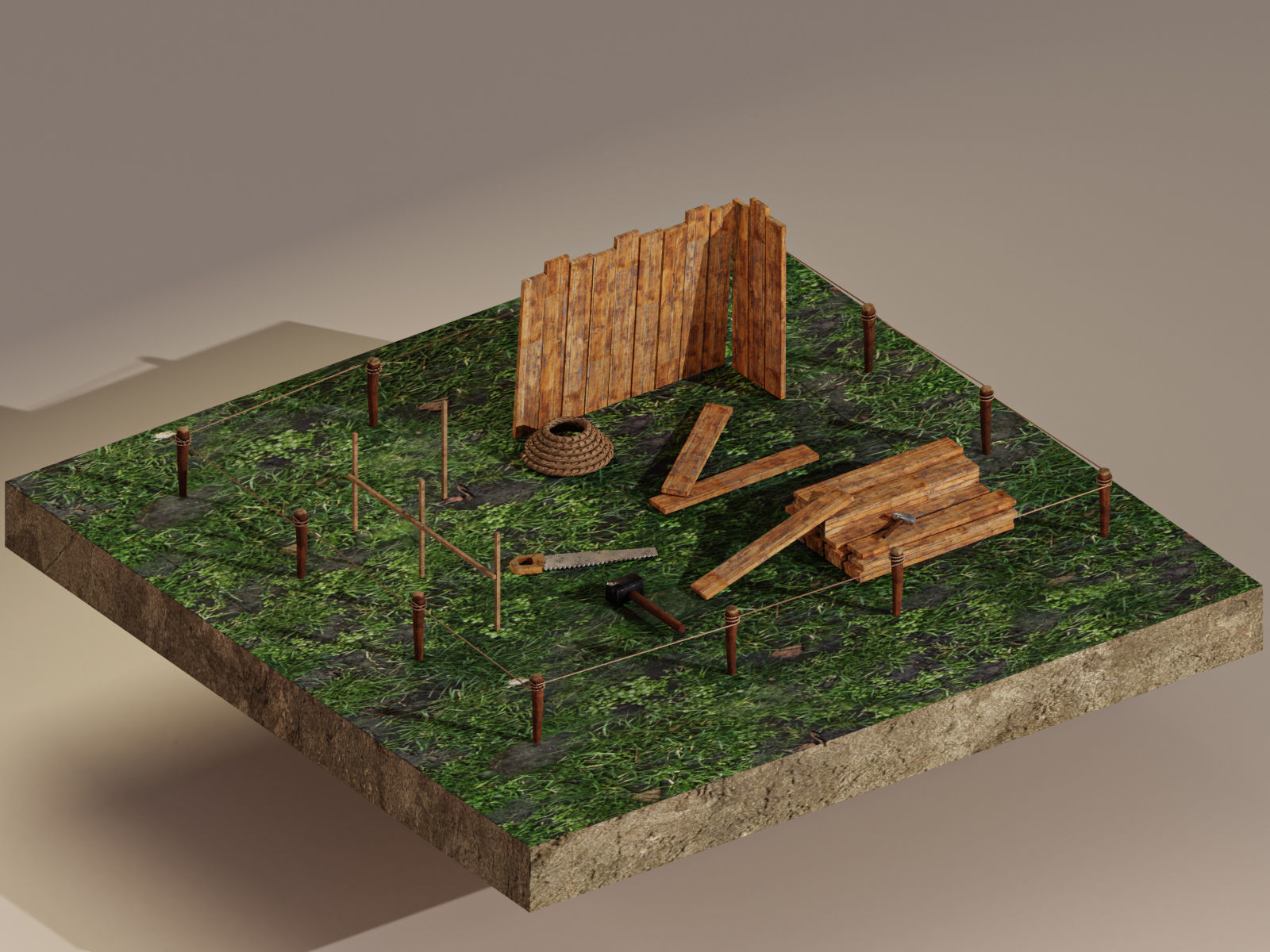  Sawmill Level 1  Low-poly 3D model_2