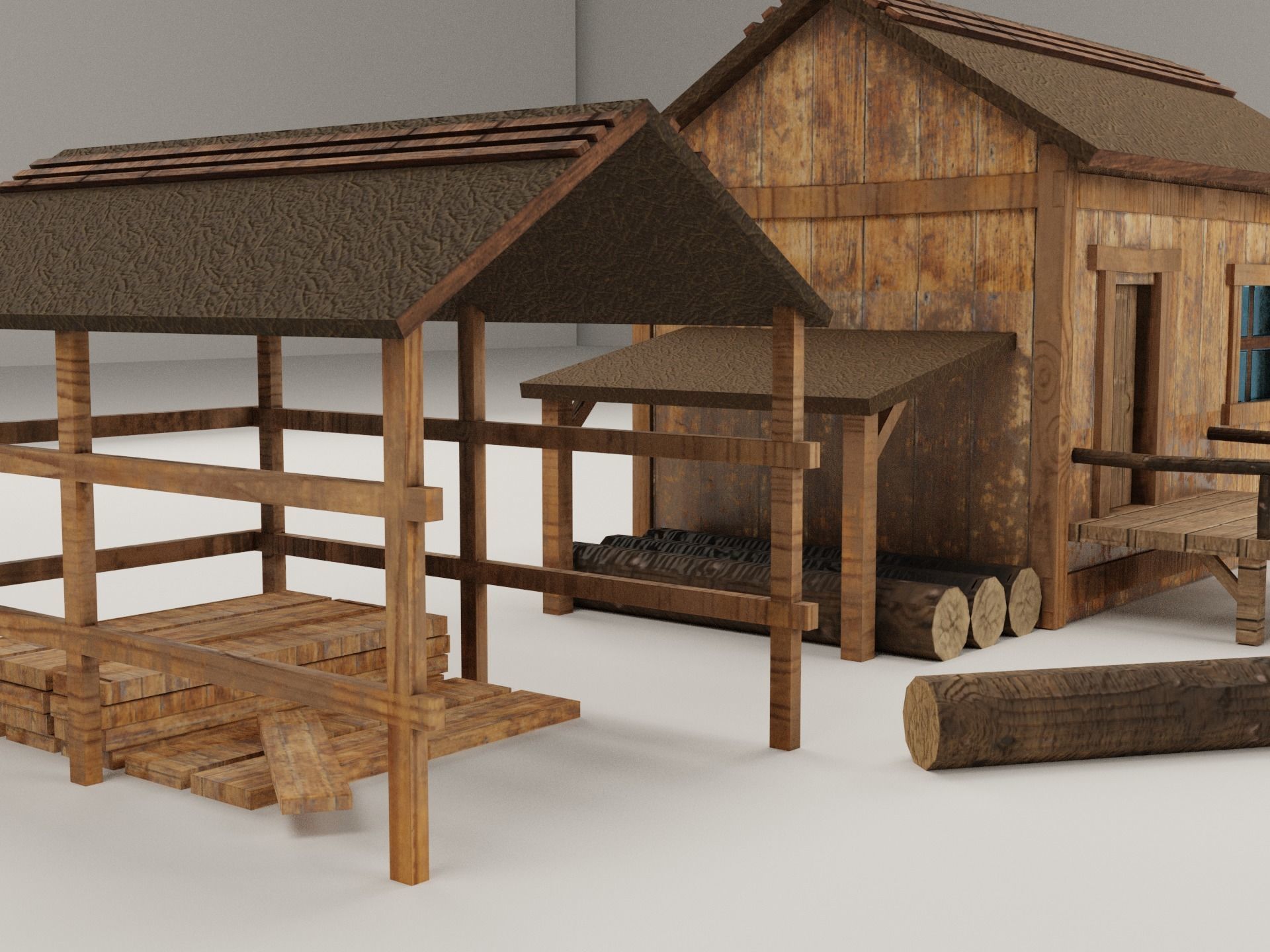 Sawmill Level 1  Low-poly 3D model_4