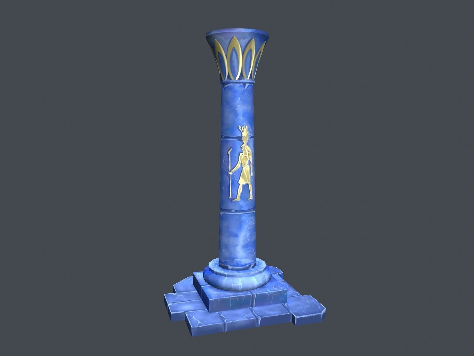 Low Poly Egypt Pillar Low-poly 3D model_3