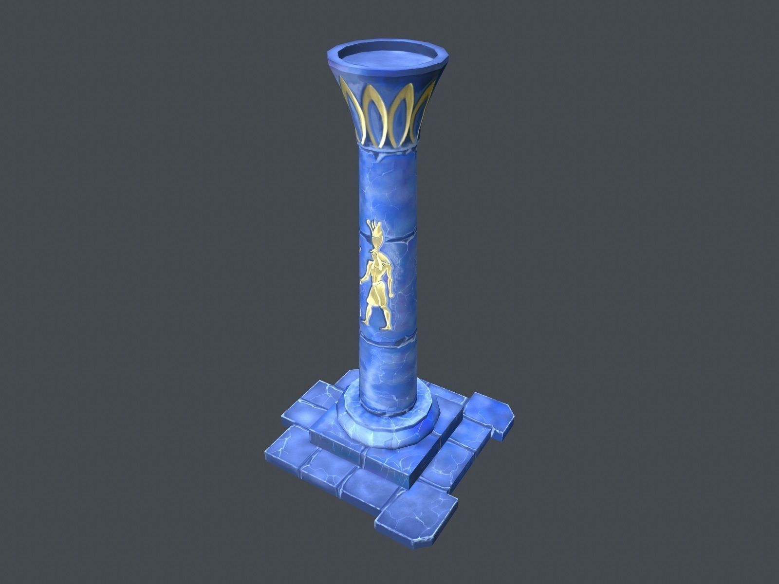 Low Poly Egypt Pillar Low-poly 3D model_4