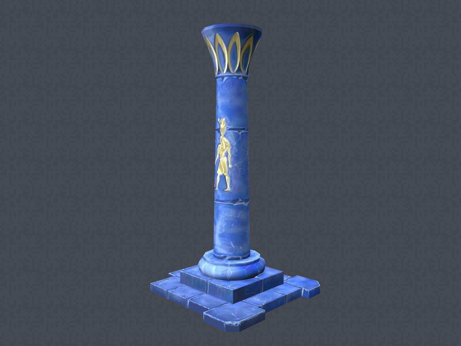 Low Poly Egypt Pillar Low-poly 3D model_2