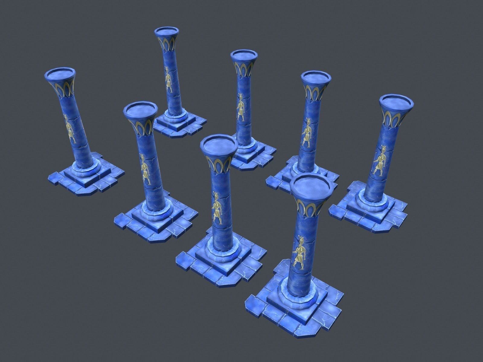 Low Poly Egypt Pillar Low-poly 3D model_6