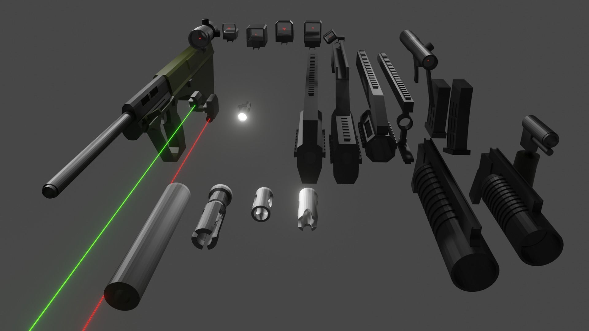 Custom AUG Low Poly Free 3D model_9