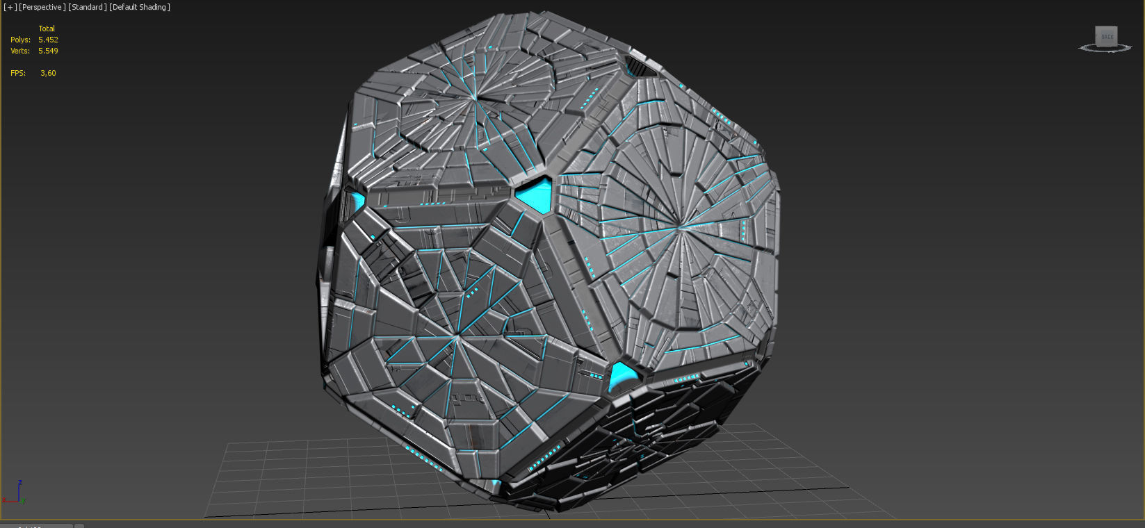 Geometrical Spacecraft Hedra Sphere Round Sci-Fi Space Station Low-poly 3D model_5
