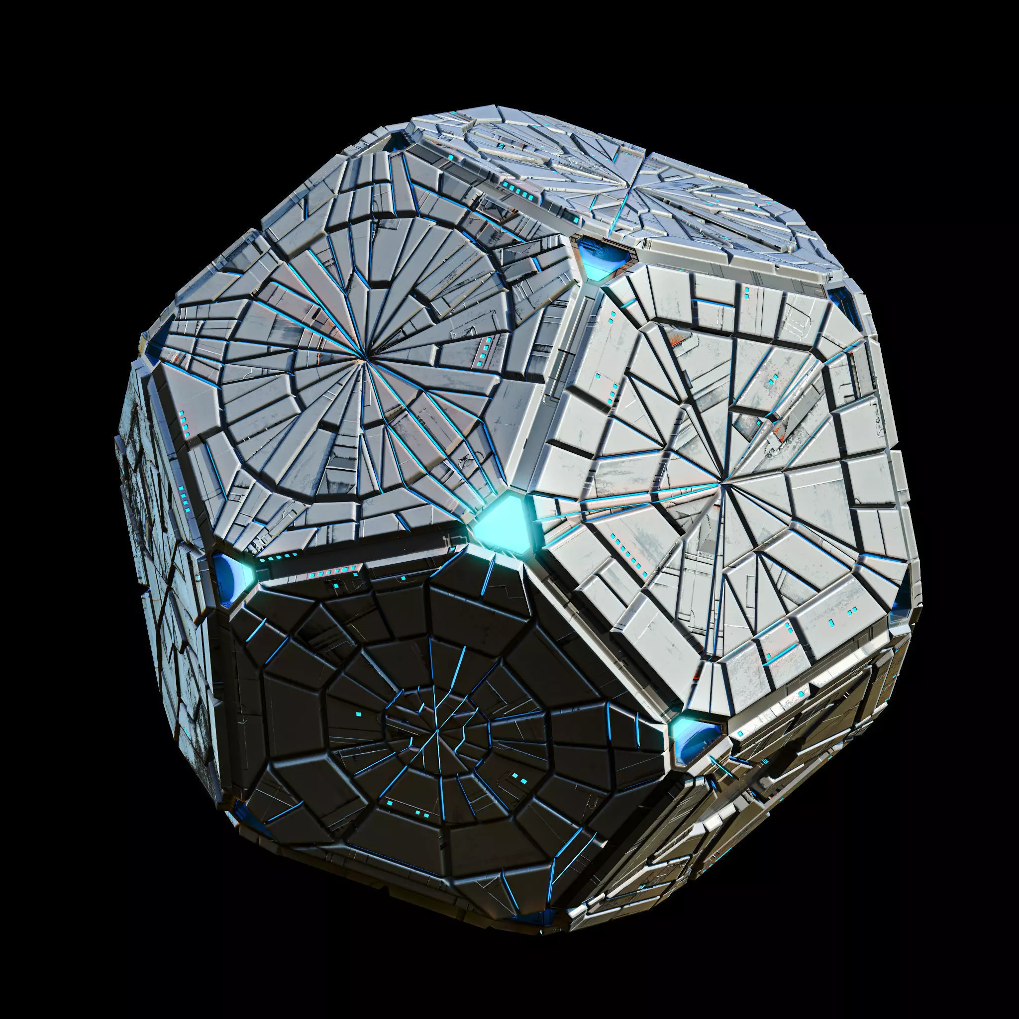 Geometrical Spacecraft Hedra Sphere Round Sci-Fi Space Station Low-poly 3D model_0