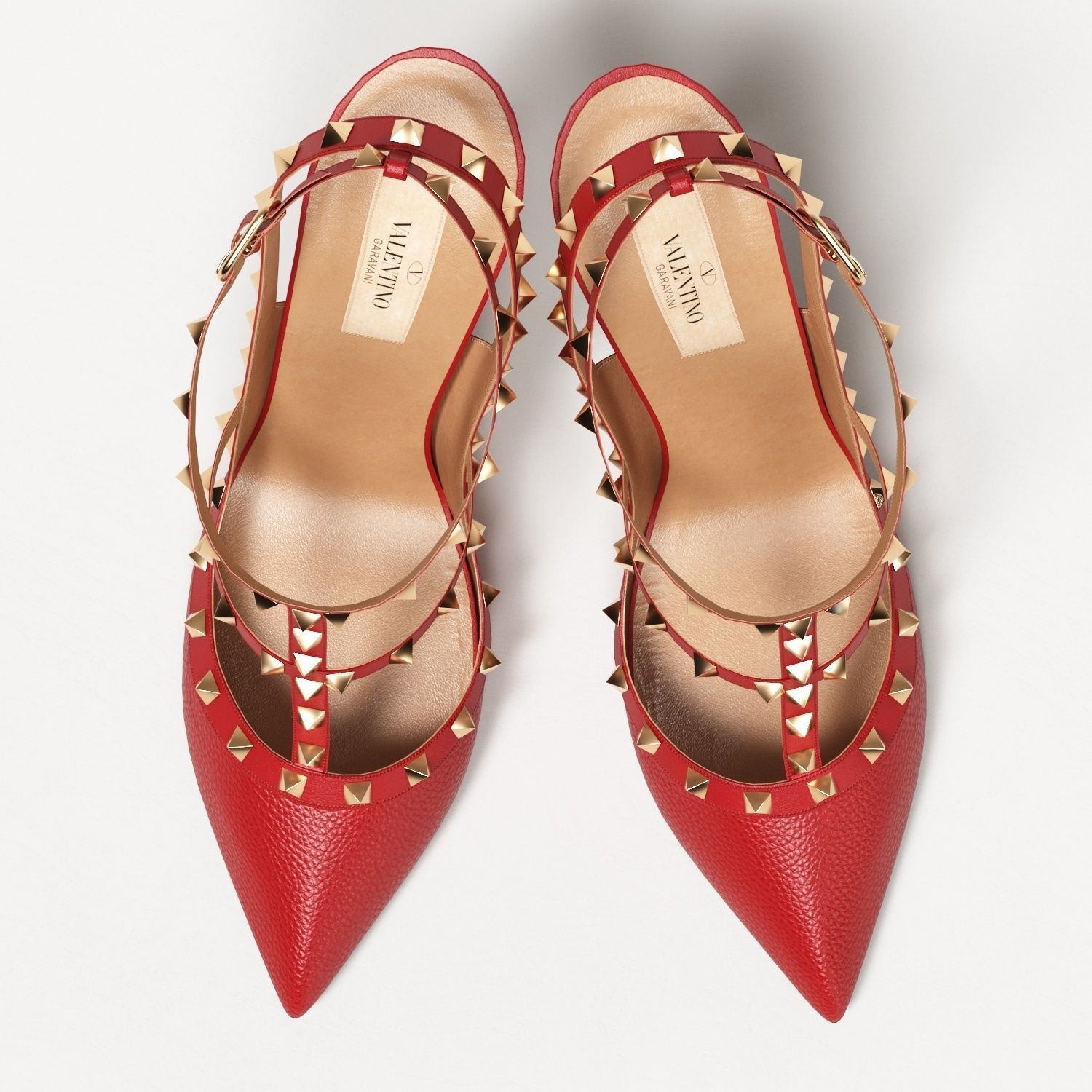 Valentino Grainy Calfskin Rockstud Caged Pumps Low-poly 3D model_5