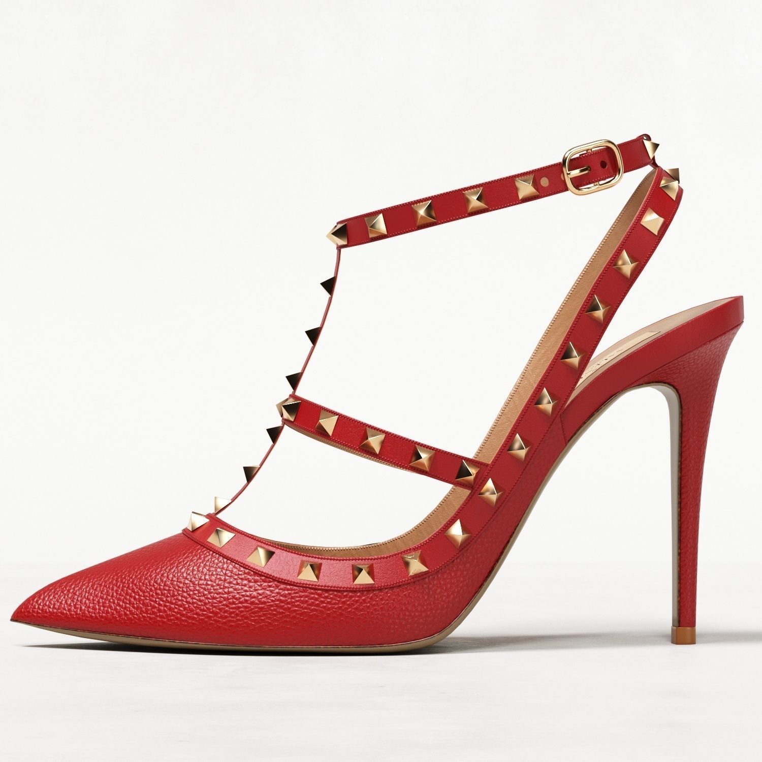 Valentino Grainy Calfskin Rockstud Caged Pumps Low-poly 3D model_6