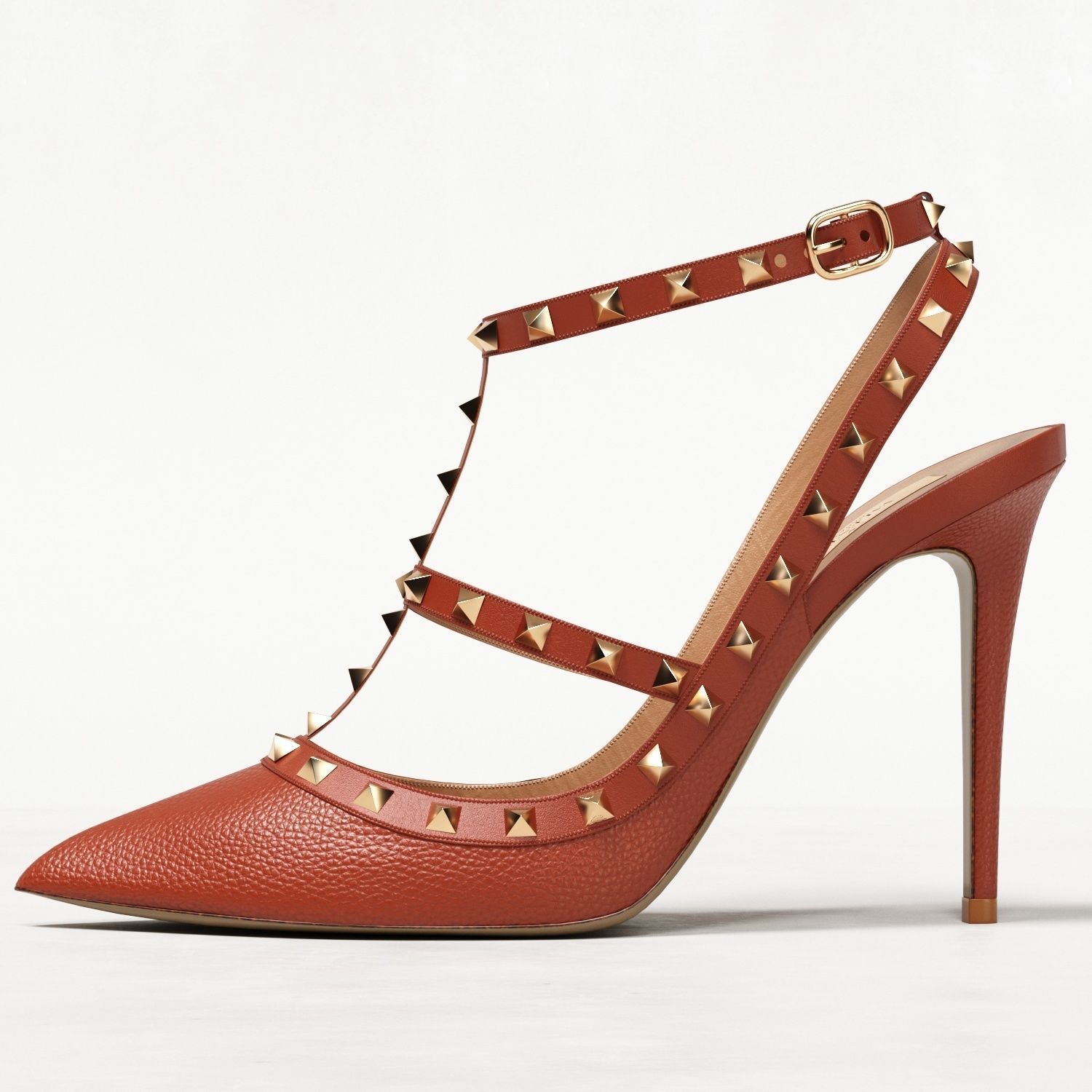 Valentino Grainy Calfskin Rockstud Caged Pumps Low-poly 3D model_20