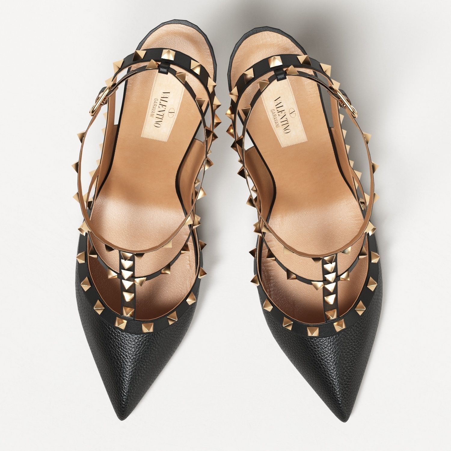 Valentino Grainy Calfskin Rockstud Caged Pumps Low-poly 3D model_12