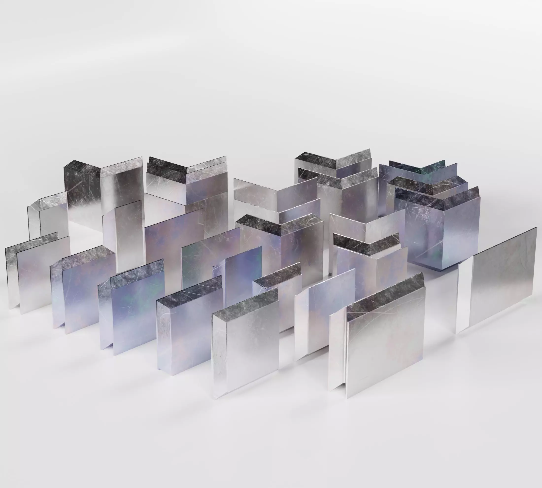 Chevron Interlocking Lead Block Radiation Shielding Low-poly 3D model_0