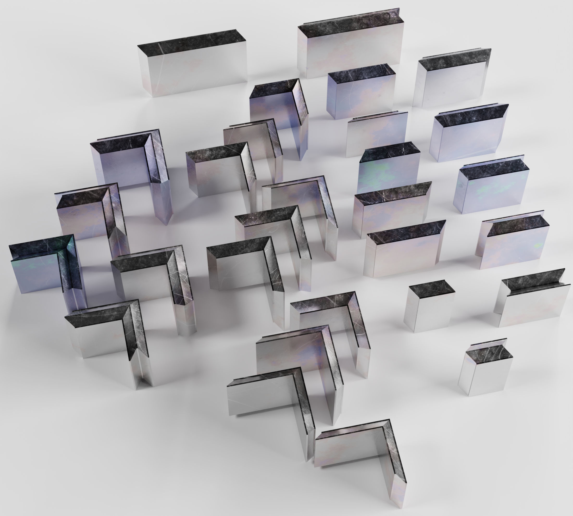 Chevron Interlocking Lead Block Radiation Shielding Low-poly 3D model_2