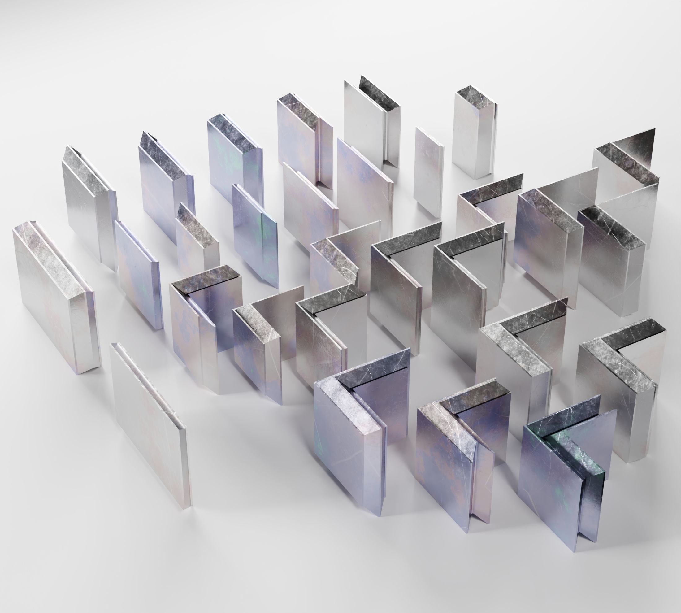Chevron Interlocking Lead Block Radiation Shielding Low-poly 3D model_1