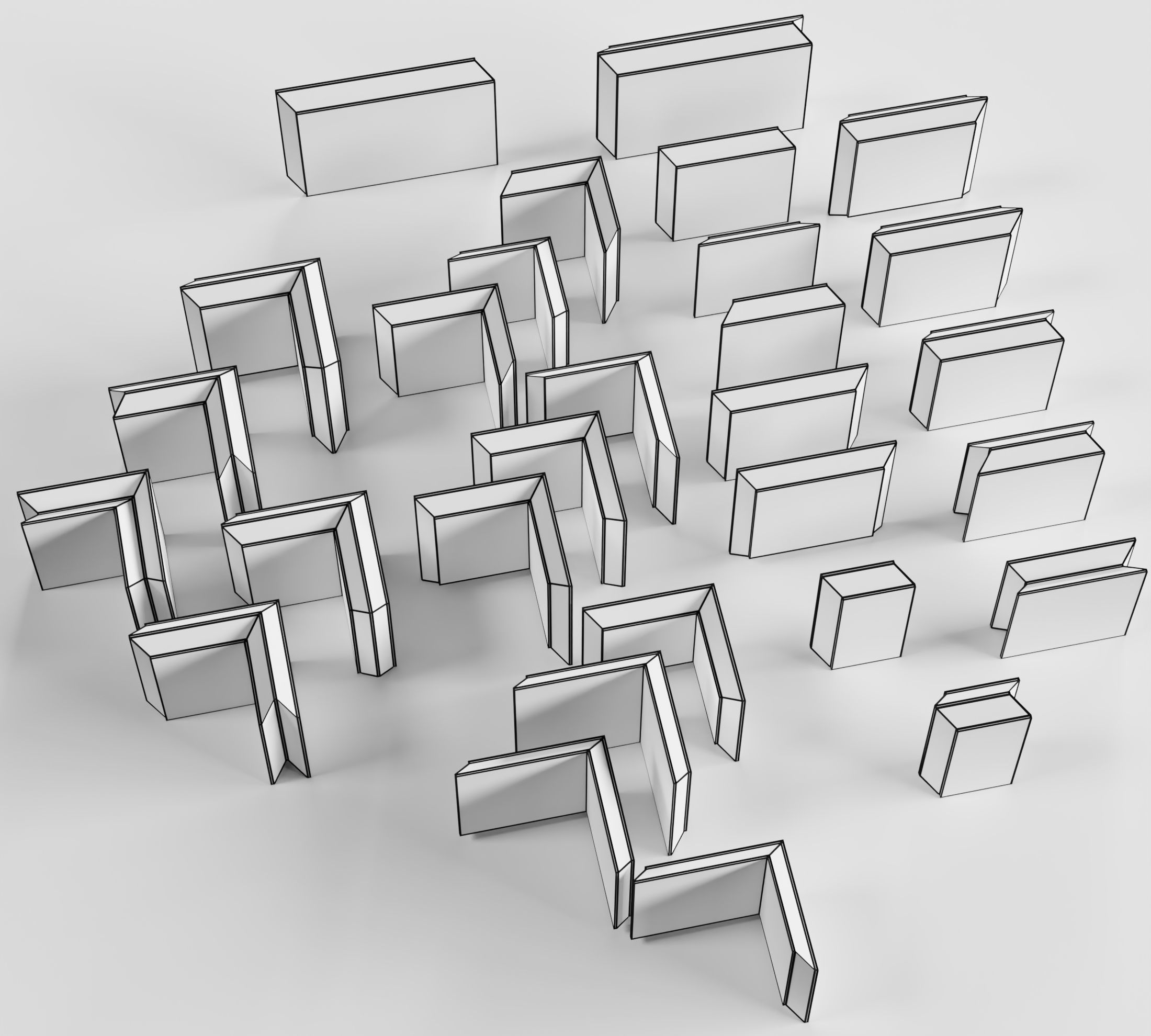 Chevron Interlocking Lead Block Radiation Shielding Low-poly 3D model_10