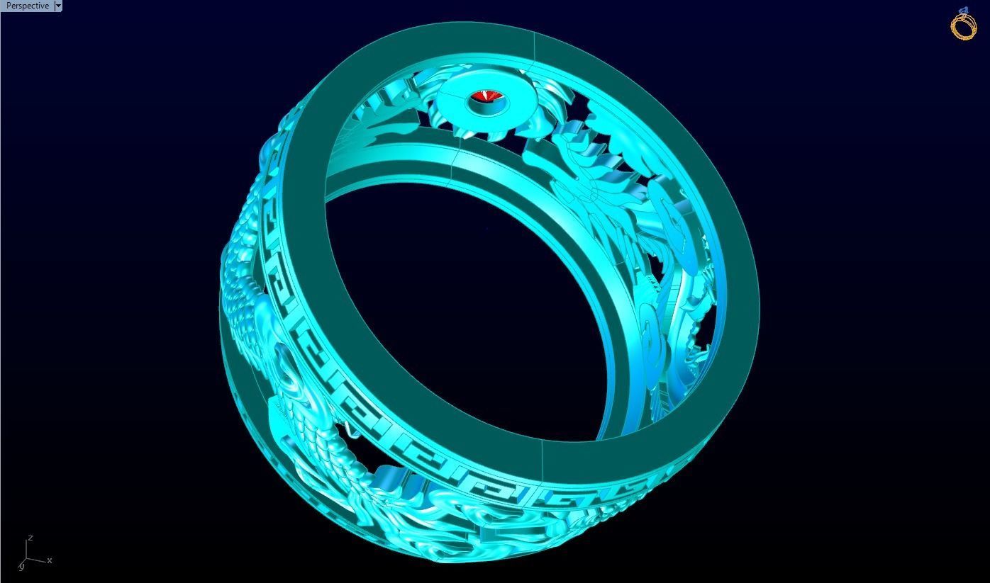 Dragon Ring - Twin Dragon Ring - Mens Ring - N1003 3D print model_6