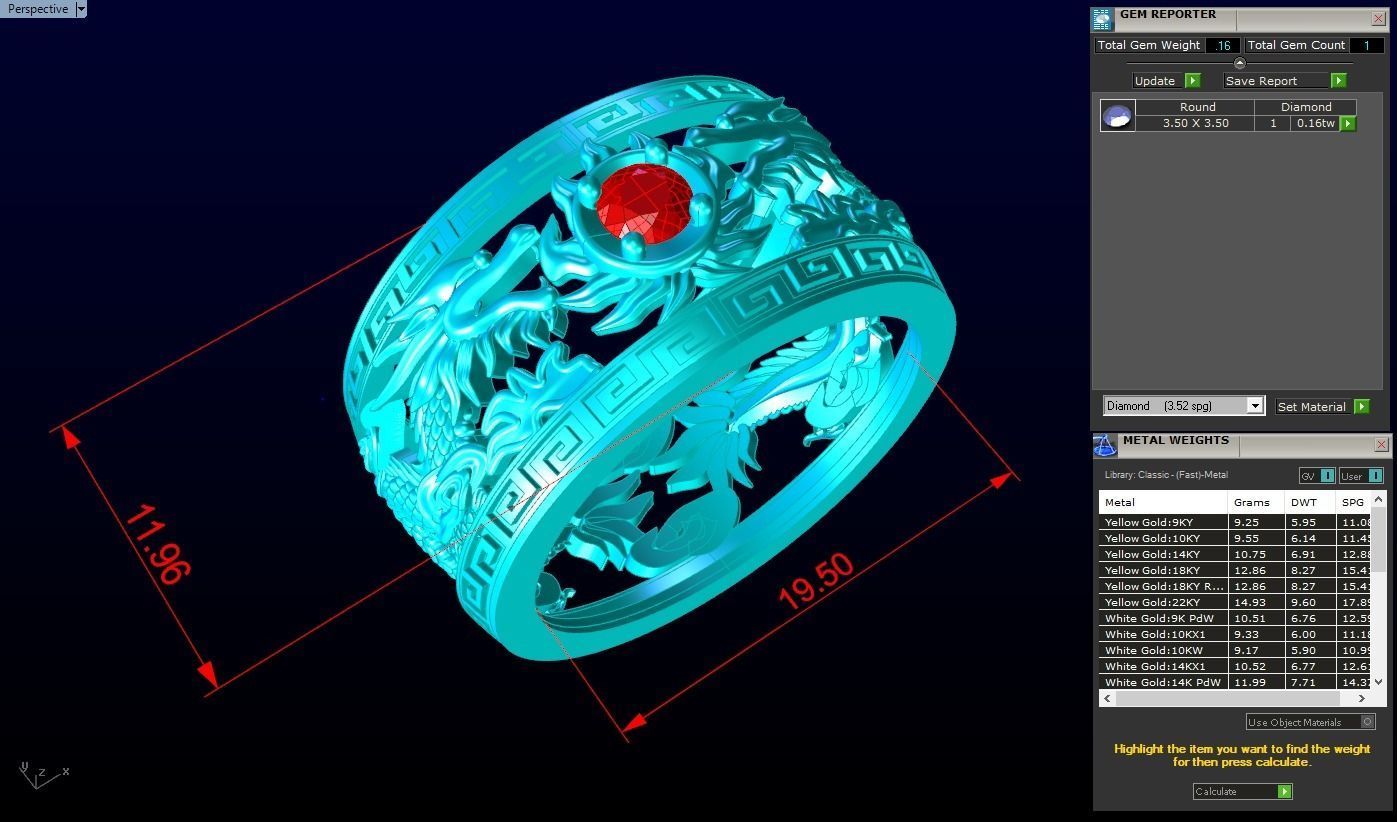 Dragon Ring - Twin Dragon Ring - Mens Ring - N1003 3D print model_5