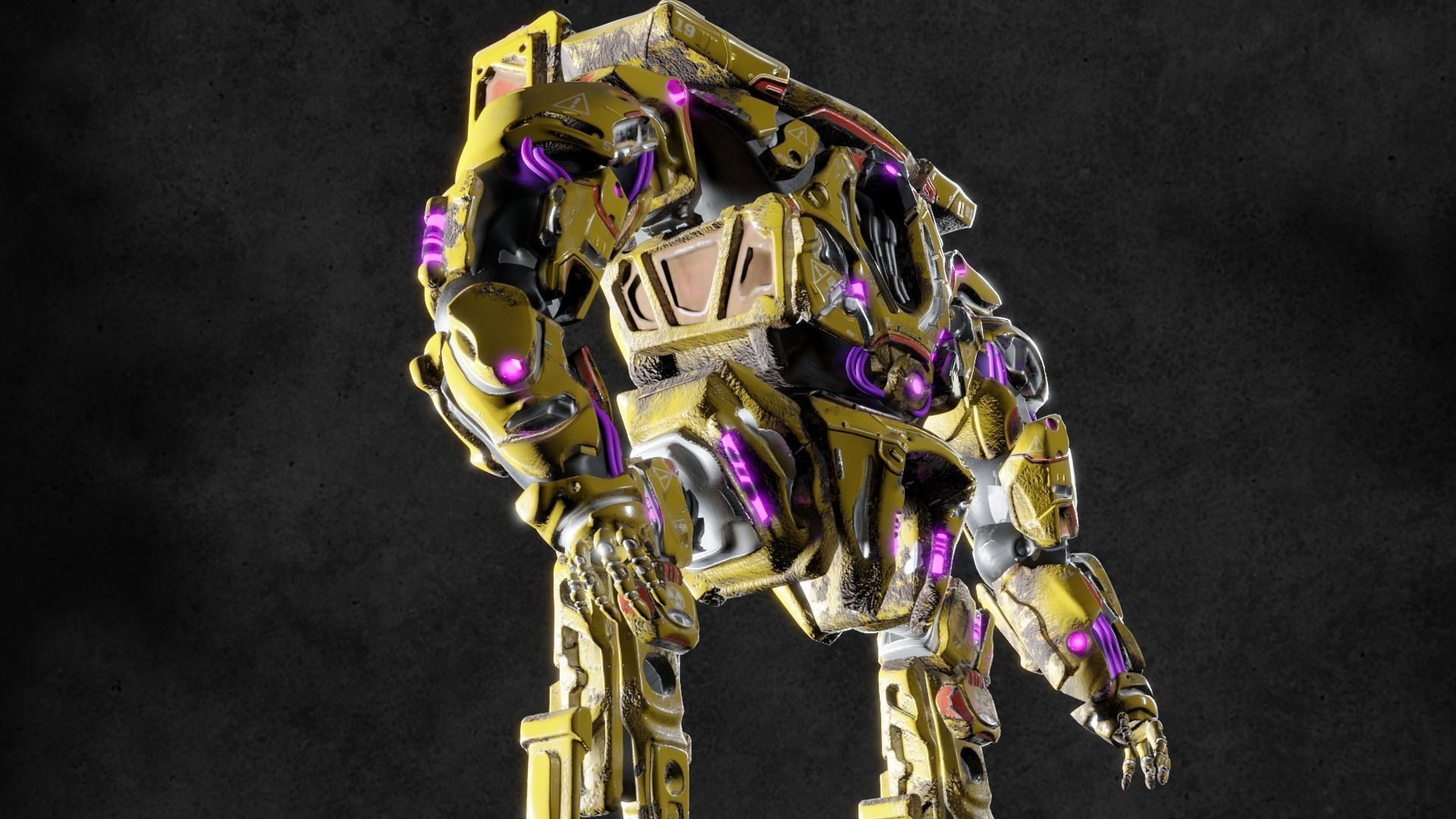 Military Mech Robot Photorealistic Low-poly 3D model_31