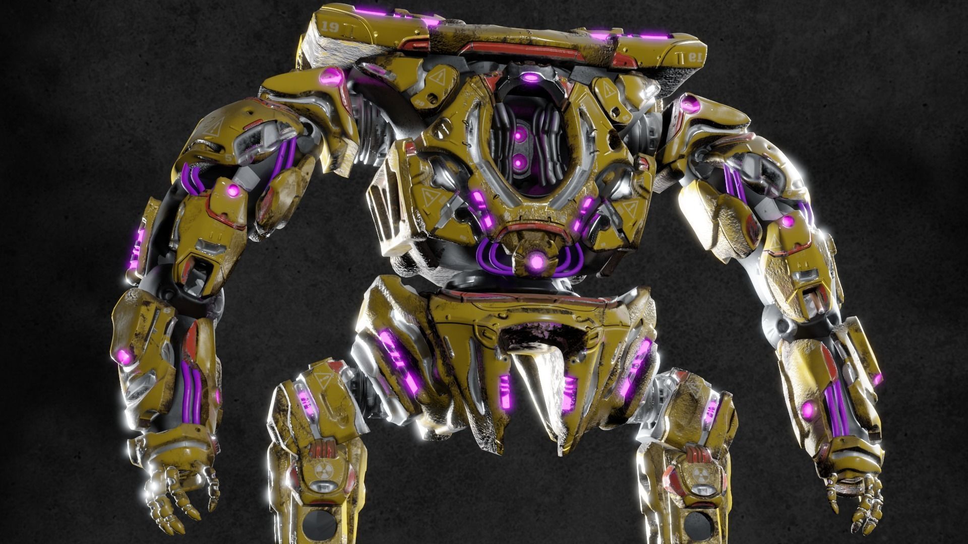 Military Mech Robot Photorealistic Low-poly 3D model_30