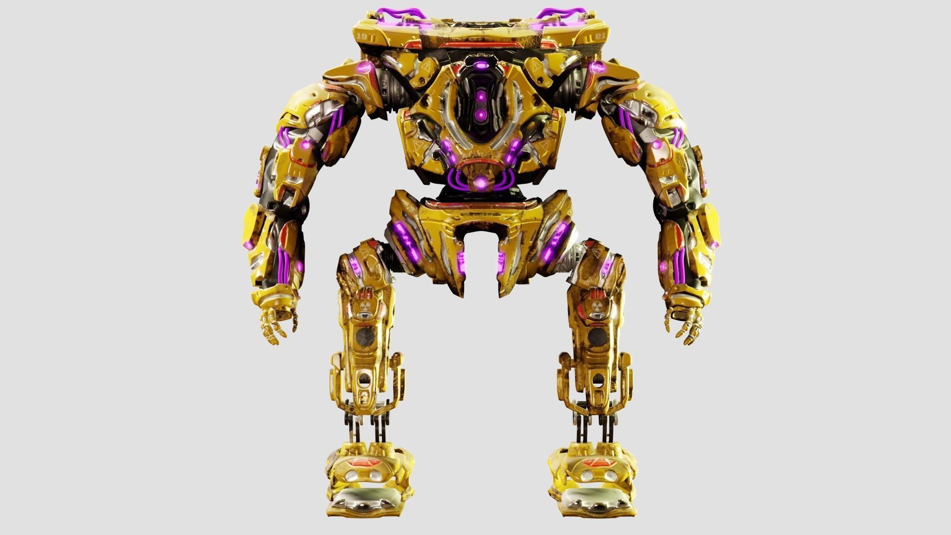 Military Mech Robot Photorealistic Low-poly 3D model_12