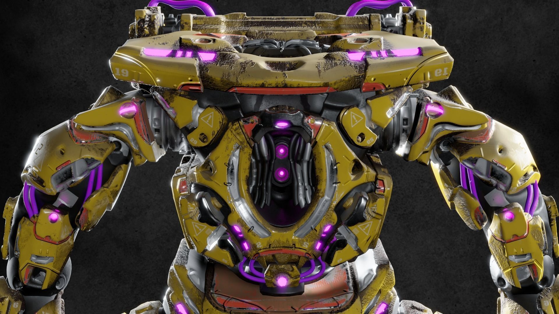 Military Mech Robot Photorealistic Low-poly 3D model_32