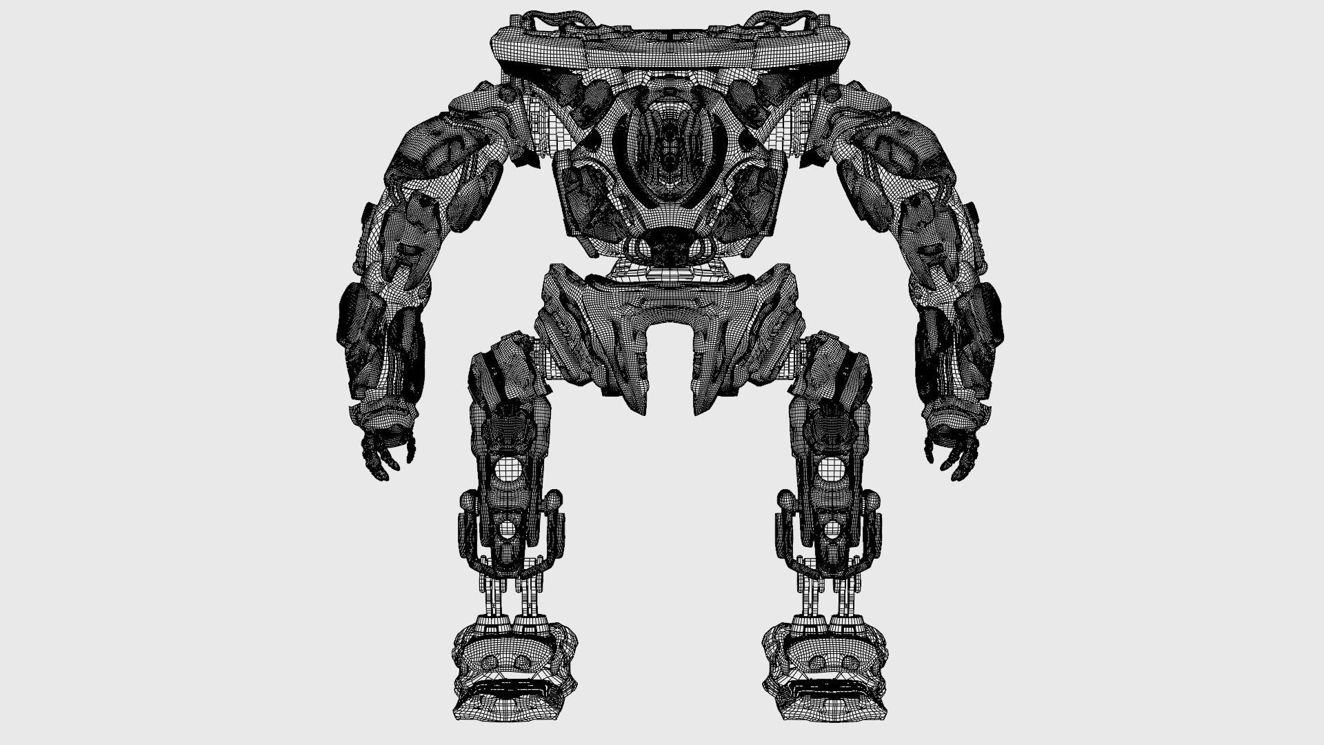 Military Mech Robot Photorealistic Low-poly 3D model_14