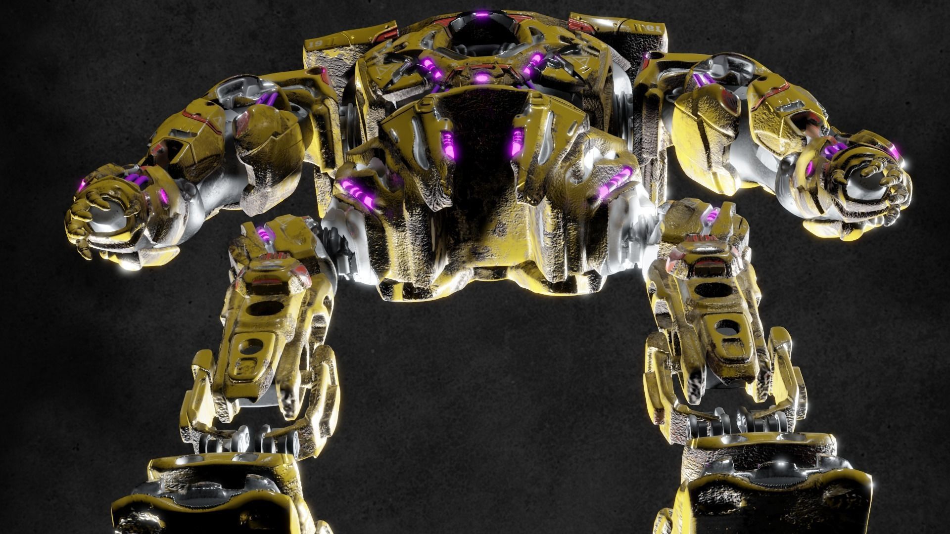 Military Mech Robot Photorealistic Low-poly 3D model_33