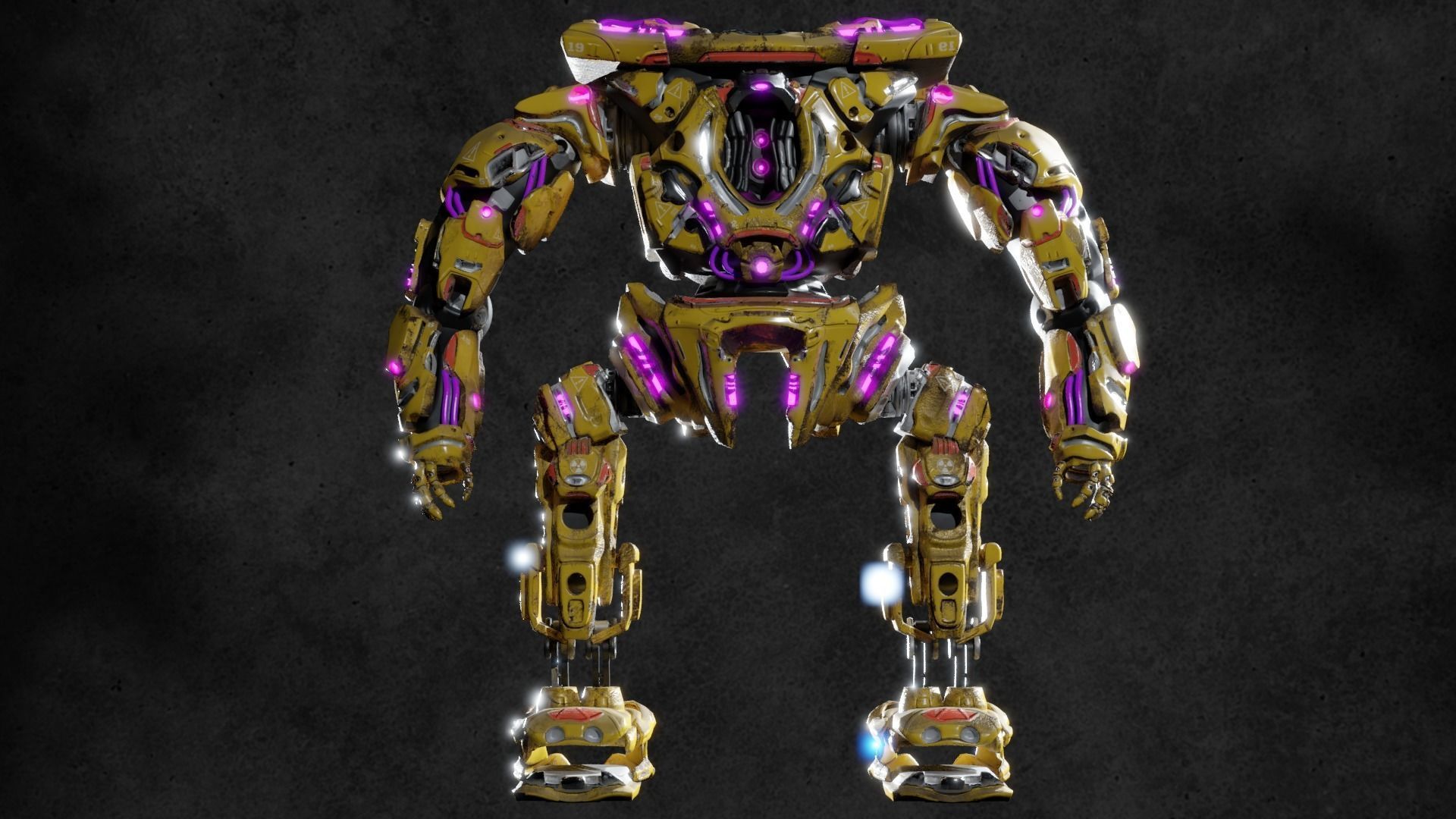 Military Mech Robot Photorealistic Low-poly 3D model_7