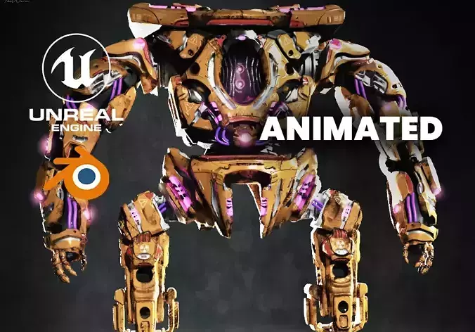 Military Mech Robot Photorealistic Low-poly 3D model