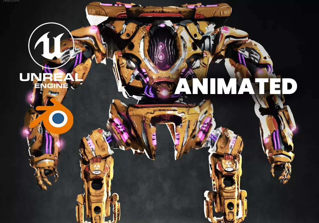 Military Mech Robot Photorealistic Low-poly 3D model_0