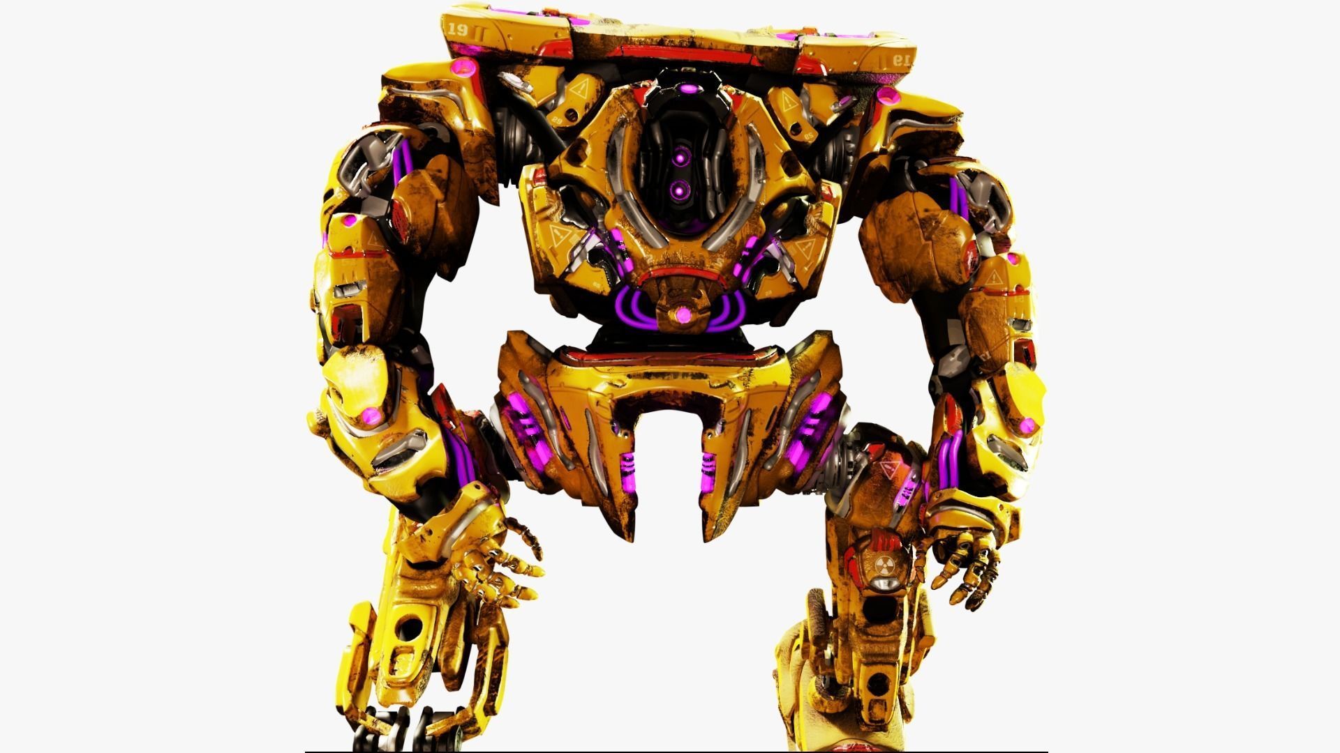 Military Mech Robot Photorealistic Low-poly 3D model_6