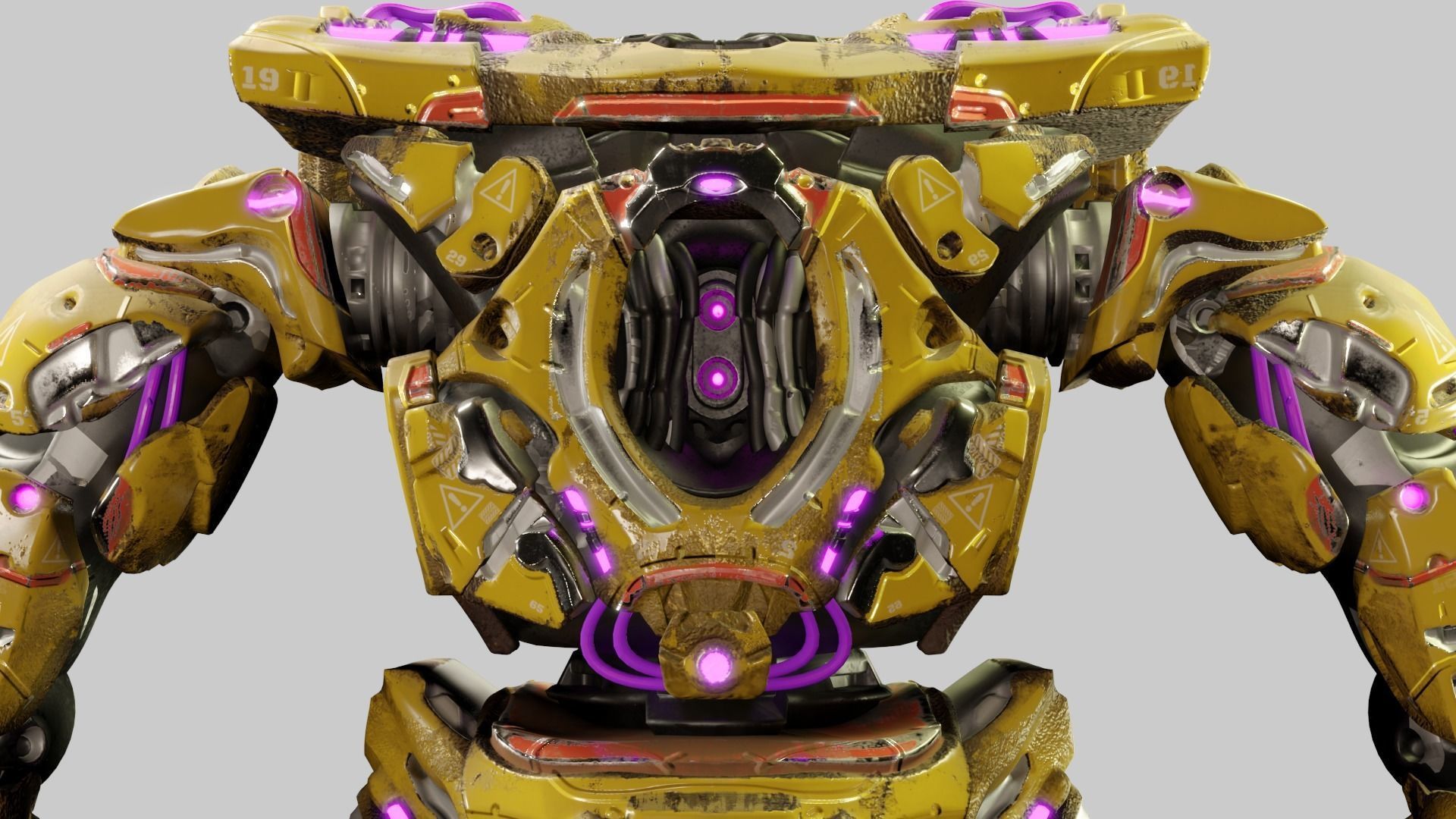 Military Mech Robot Photorealistic Low-poly 3D model_9