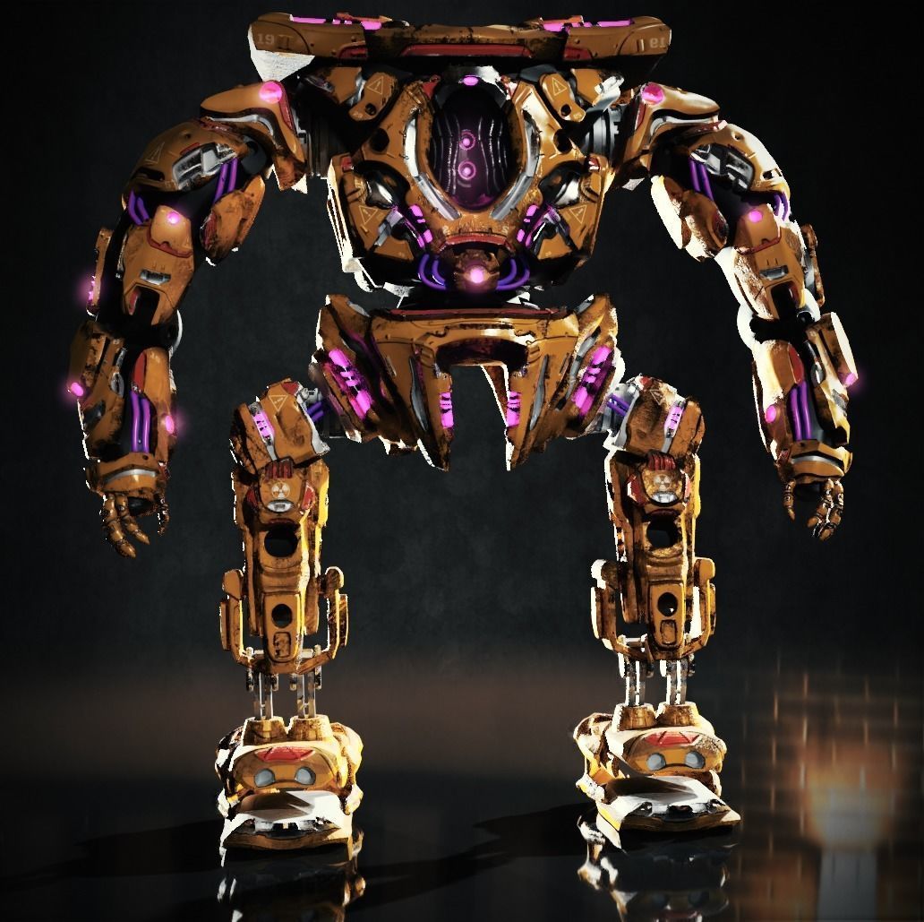 Military Mech Robot Photorealistic Low-poly 3D model_4