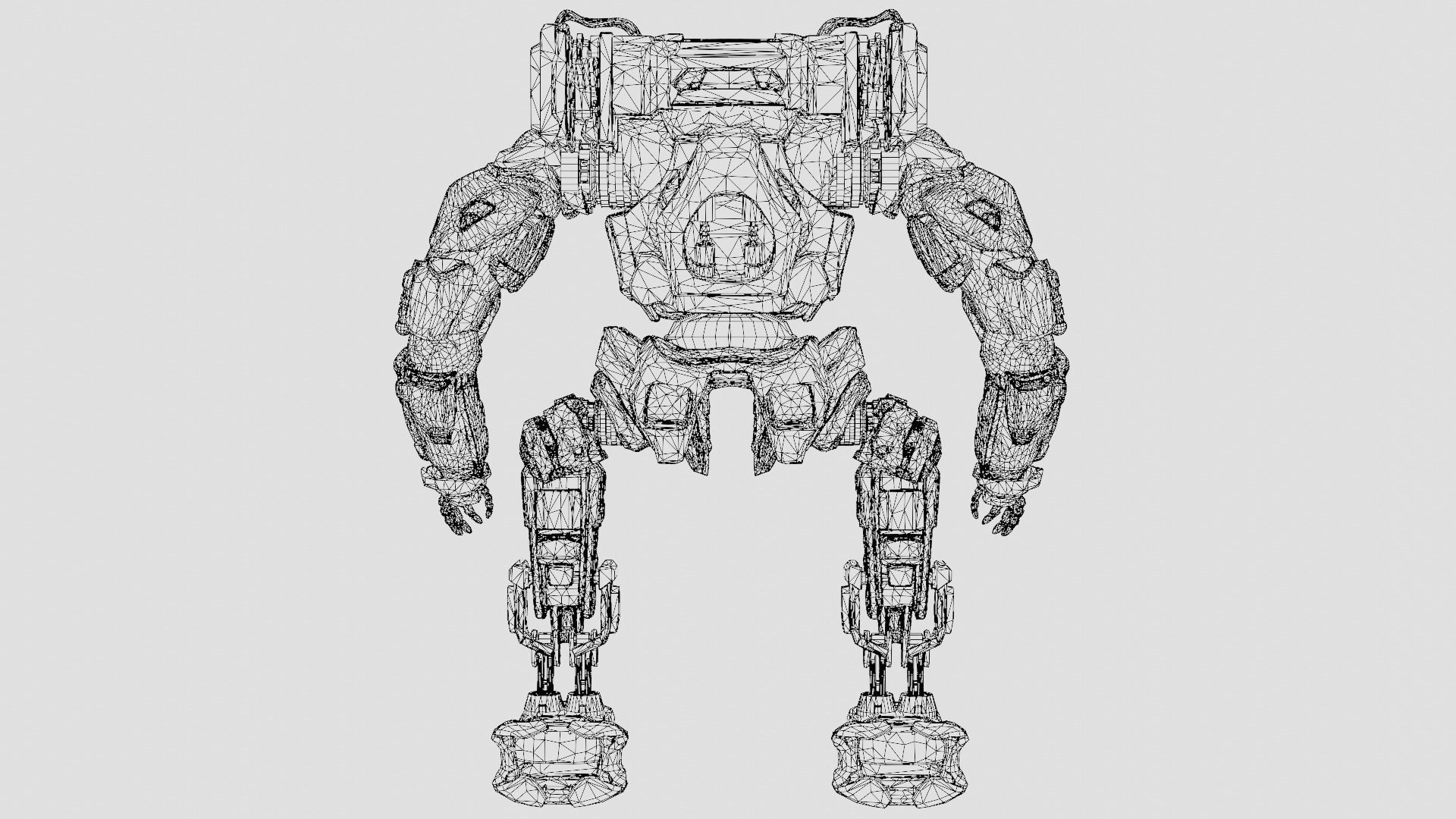 Military Mech Robot Photorealistic Low-poly 3D model_19