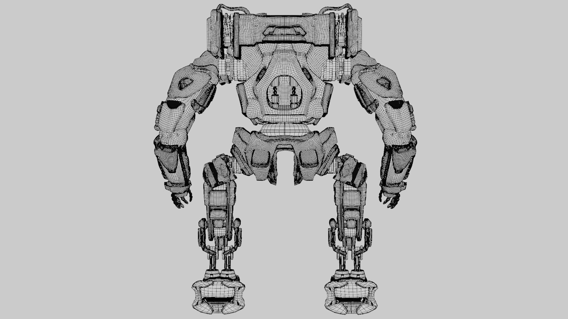 Military Mech Robot Photorealistic Low-poly 3D model_18