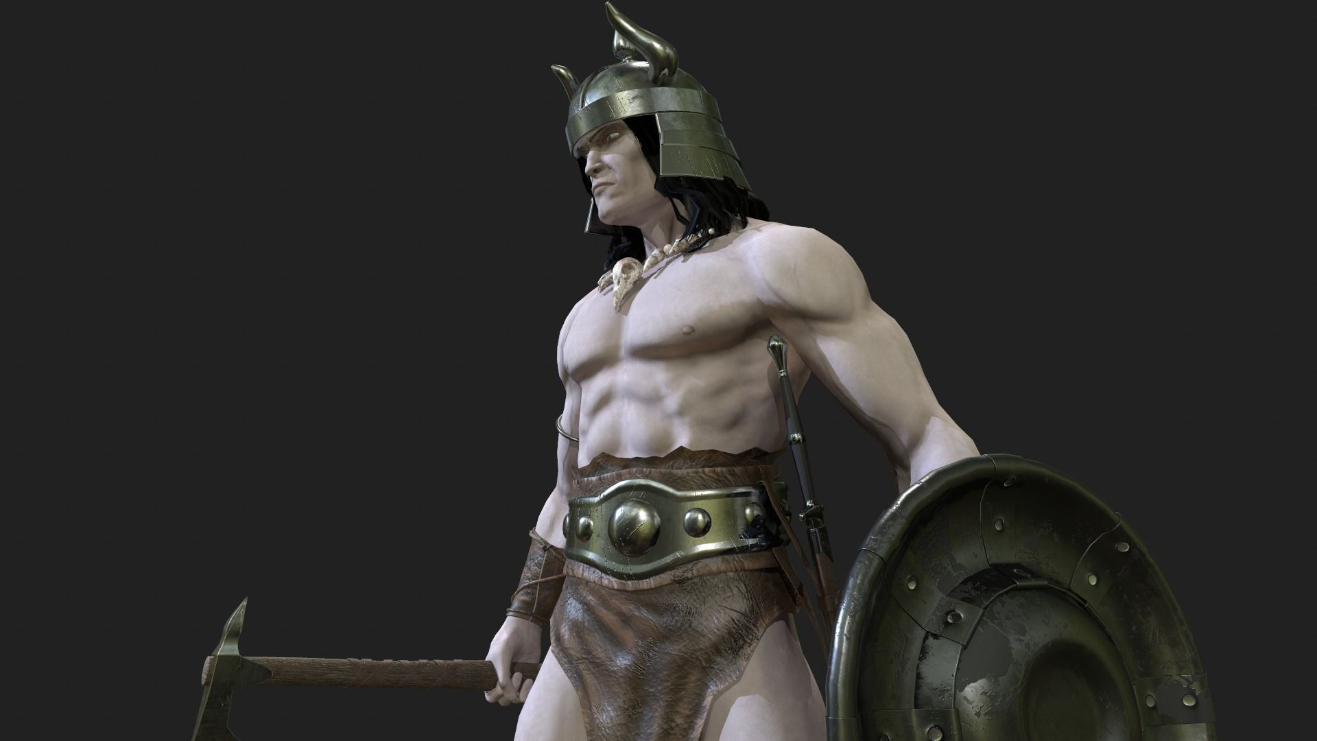 Barbarian Low-poly 3D model_4