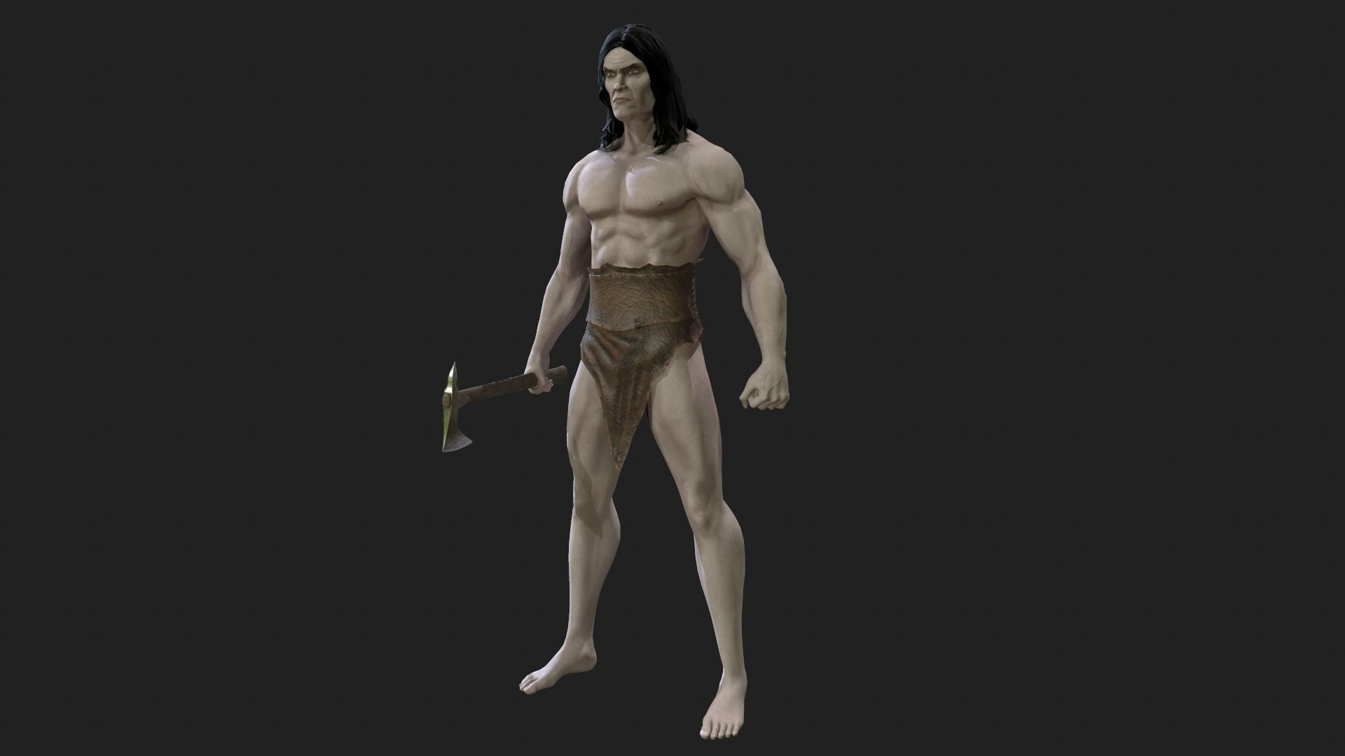 Barbarian Low-poly 3D model_10